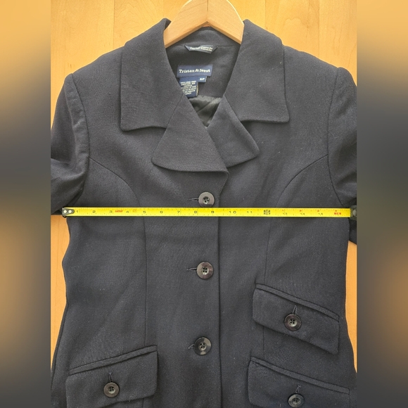 Tristan & Iseut Dark Blue Wool Long Coat - Picture 8 of 9